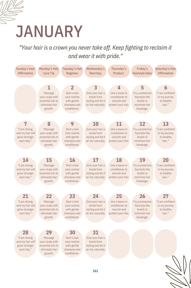 Hair Empowerment Calendar - KT BEAUTY BOOM